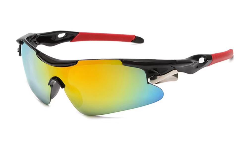 Óculos De Sol UV400 Para Ciclismo Corrida À Prova De Vento (COR PRETO VERMELHO)