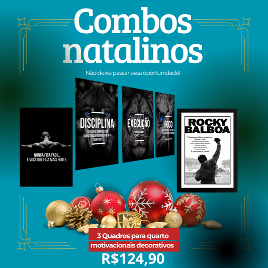 COMBO PROMOCIONAL NATALINO 3 Quadros decorativos